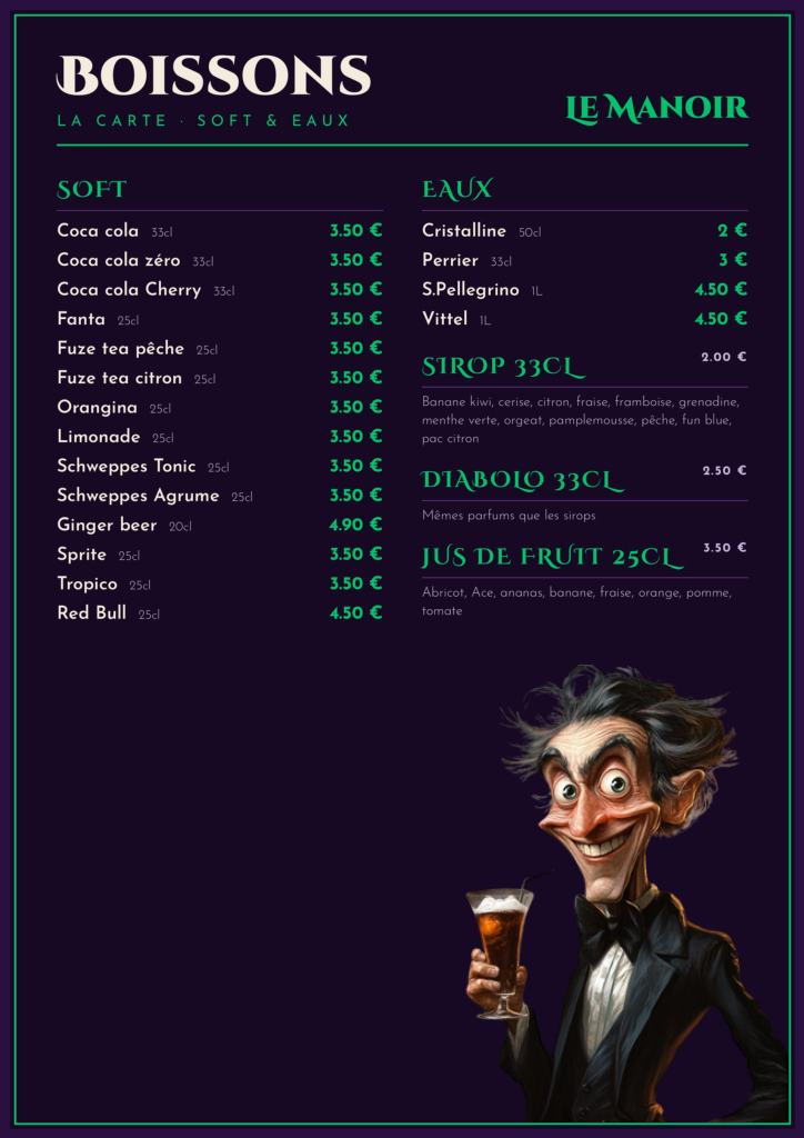 Carte Boisson Soft Du Manoir