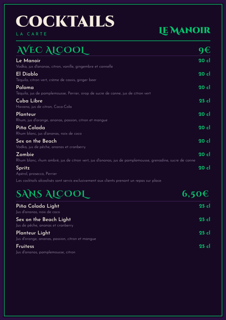 Carte Cocktails